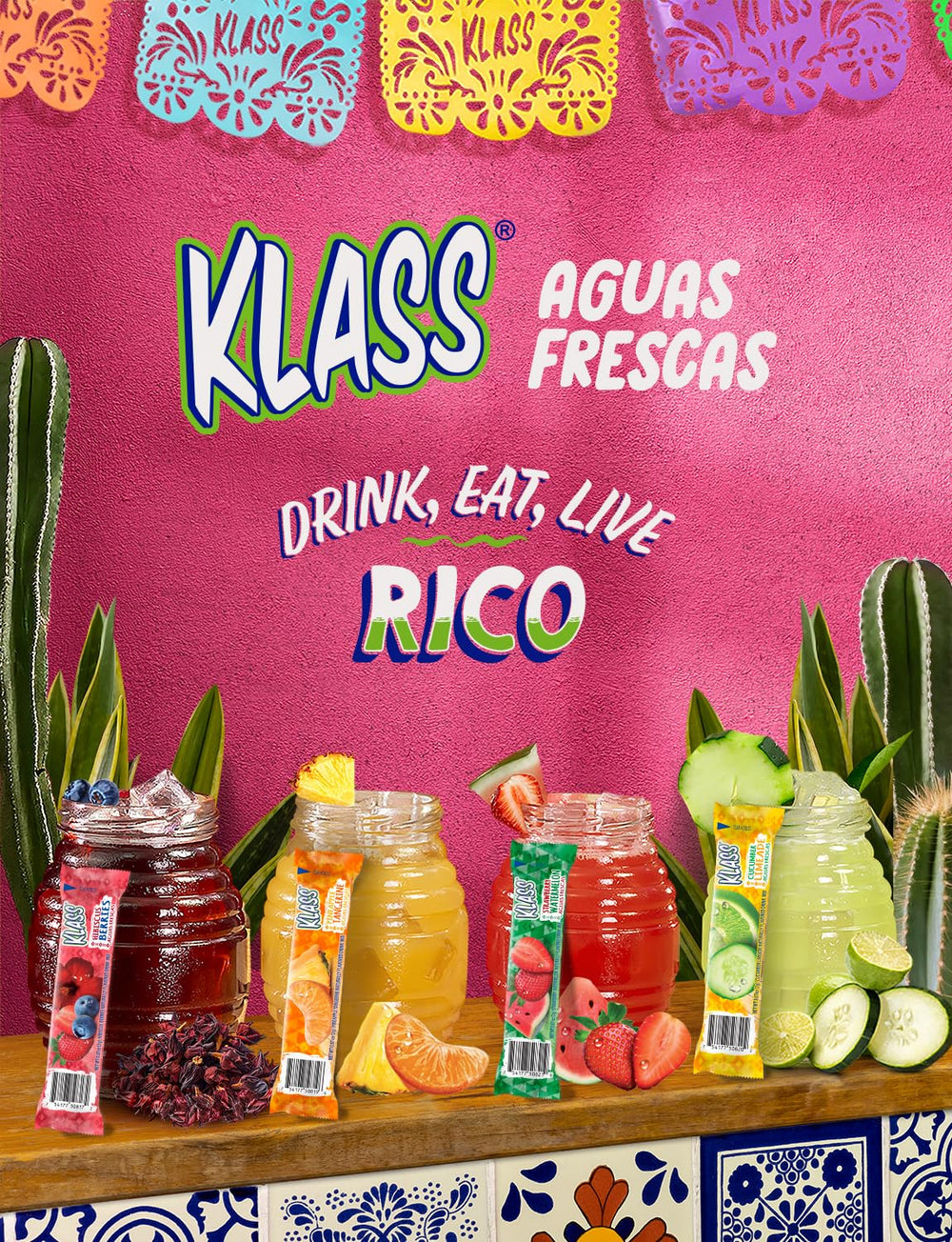 Klass Aguas Frescas packets are sugar-free with 5 calories per serving.