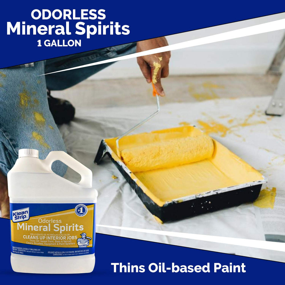 KLEAN-STRIP odorless mineral spirits equipment-cleaning after heavy paint splatters