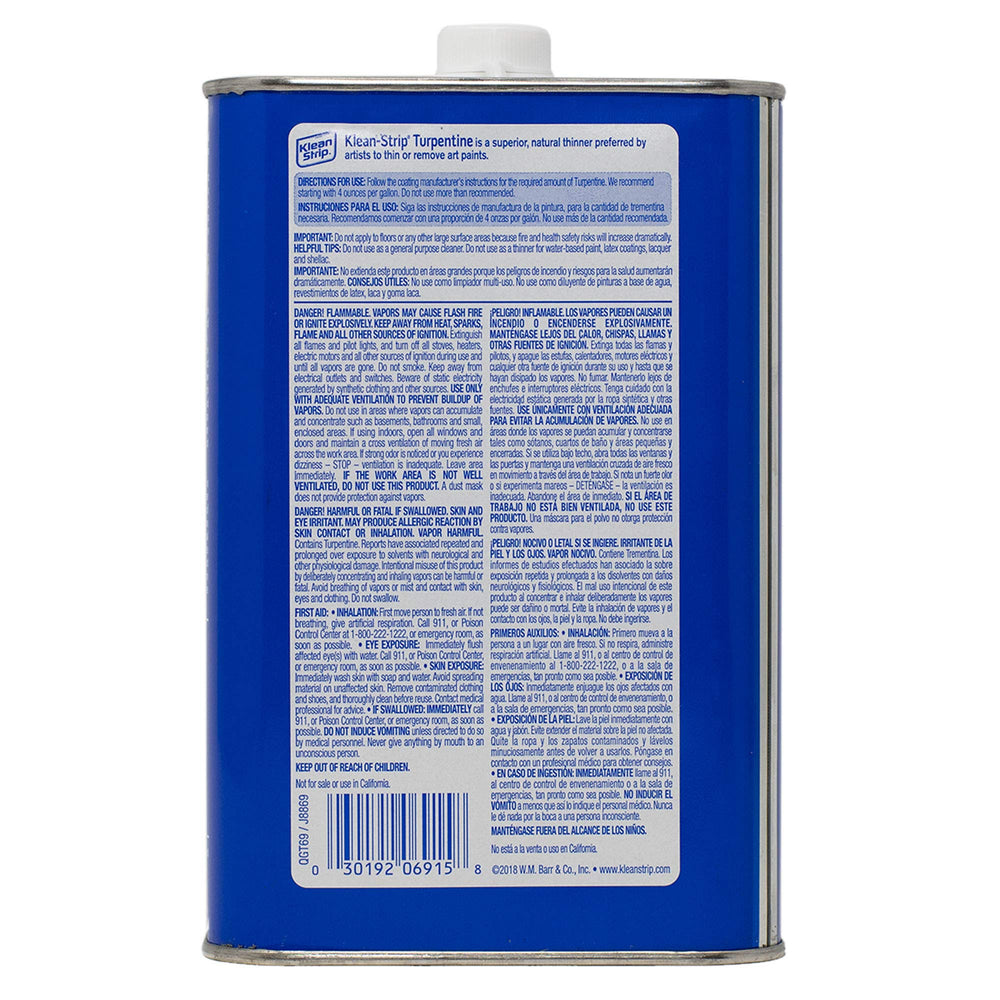 KLEAN-STRIP QGT69 paint-thinner usage shows reliable cleanup and prep for art projects.