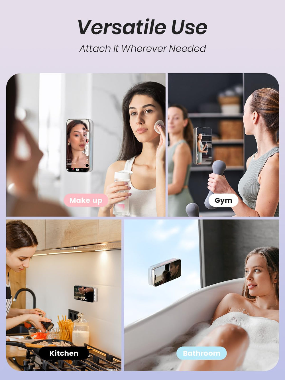 Klearlook hands-free setup enables selfies, makeup, and live streaming with ease.