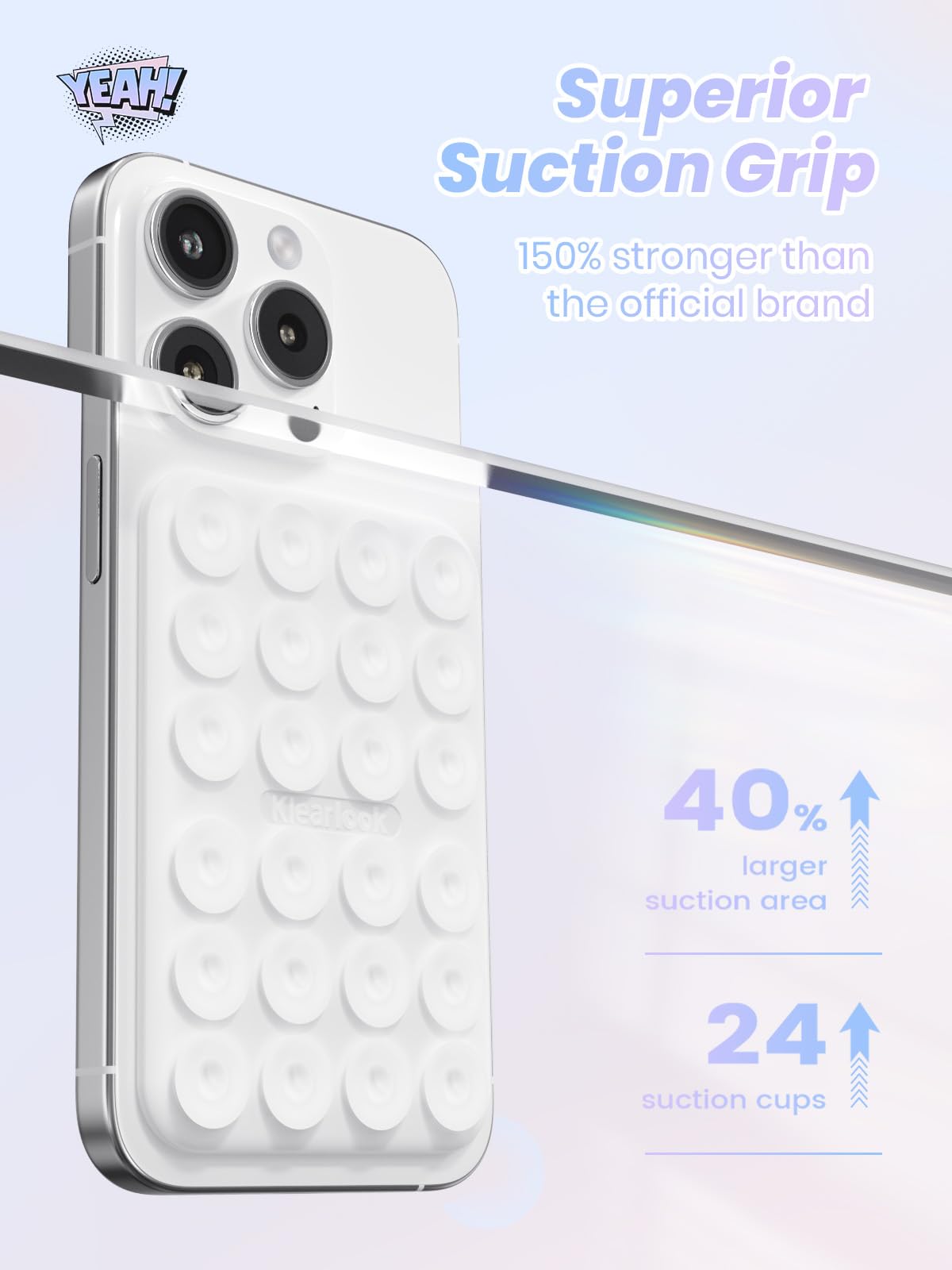 Klearlook MagSafe-compatible mount for iPhone models, enabling secure mounting.
