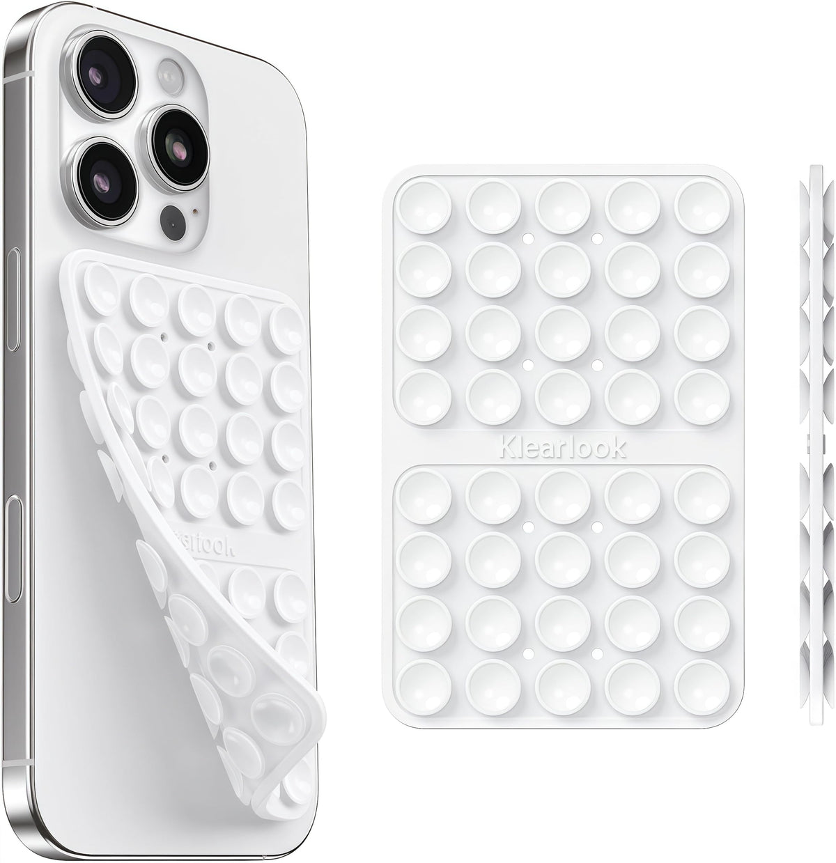 Klearlook Maximized Clarity hands-free mount on a mirror for easy selfies.