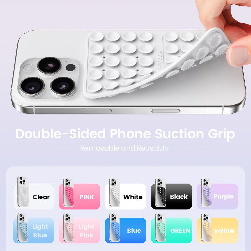 Klearlook Maximized Clarity soft silicone grip, reusable and gentle on devices.