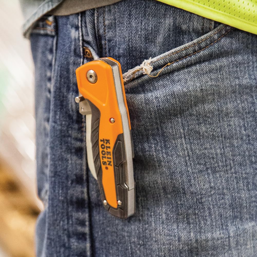 Compact folding design of Klein Tools 44218 fits in a tool pouch