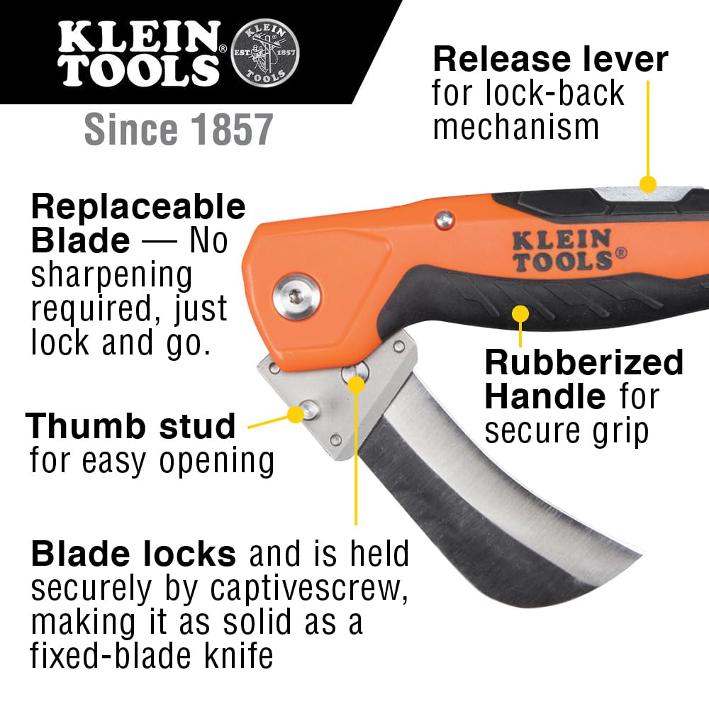 Ergonomic handle on Klein Tools 44218 for secure grip during skinning
