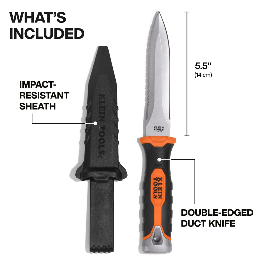 Klein Tools DK16 serrated blade enables smooth and jagged cuts on duct board