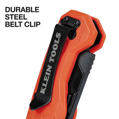 Klein Tools FLICKBLADE pocket clip design for secure attachment to pocket or belt