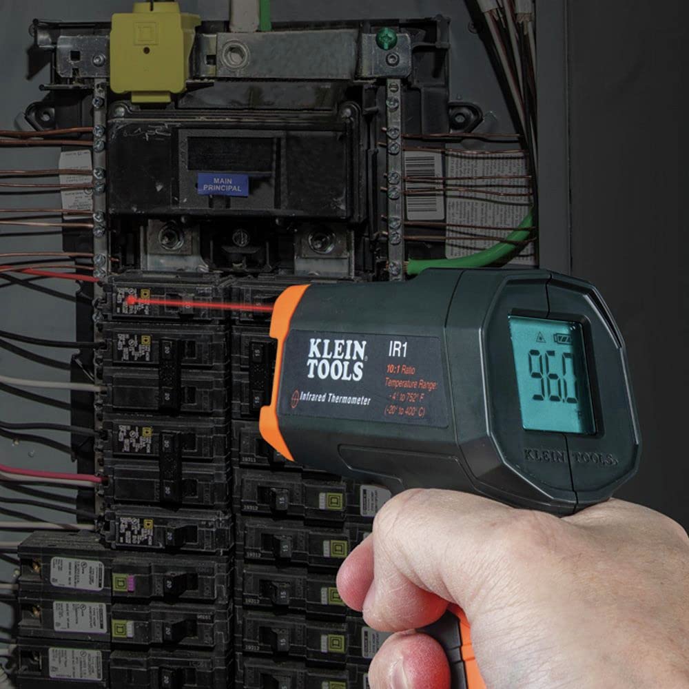 Klein Tools IR1 fixed emissivity of 0.95 ensures consistent surface readings.