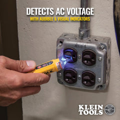 Klein Tools NCVT-5A audible alerts rise with voltage and proximity to live sources.