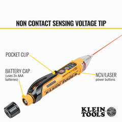 Klein Tools NCVT-5A green LED indicates the tester is on and ready.