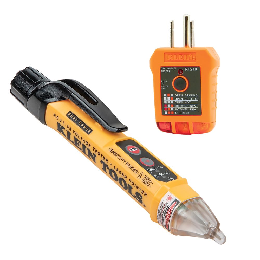 Klein Tools NCVT5A non-contact voltage tester in use detects live voltage safely