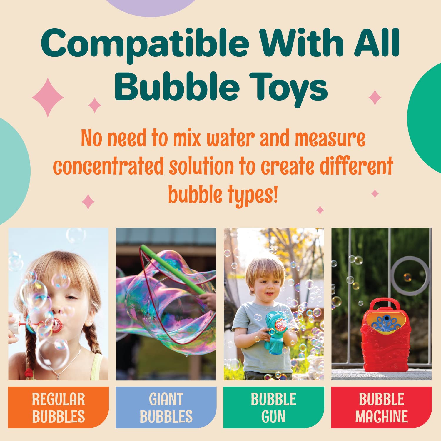 Klevly bubble-machine compatible solution with machines and wands