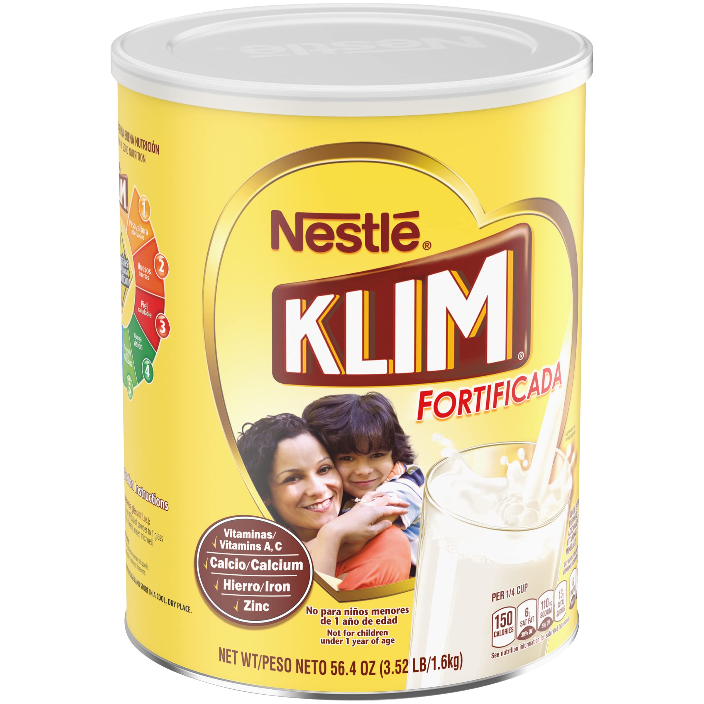 KLIM powdered milk in a glass with cereal for breakfast.