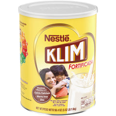 KLIM powdered milk in a glass with cereal for breakfast.