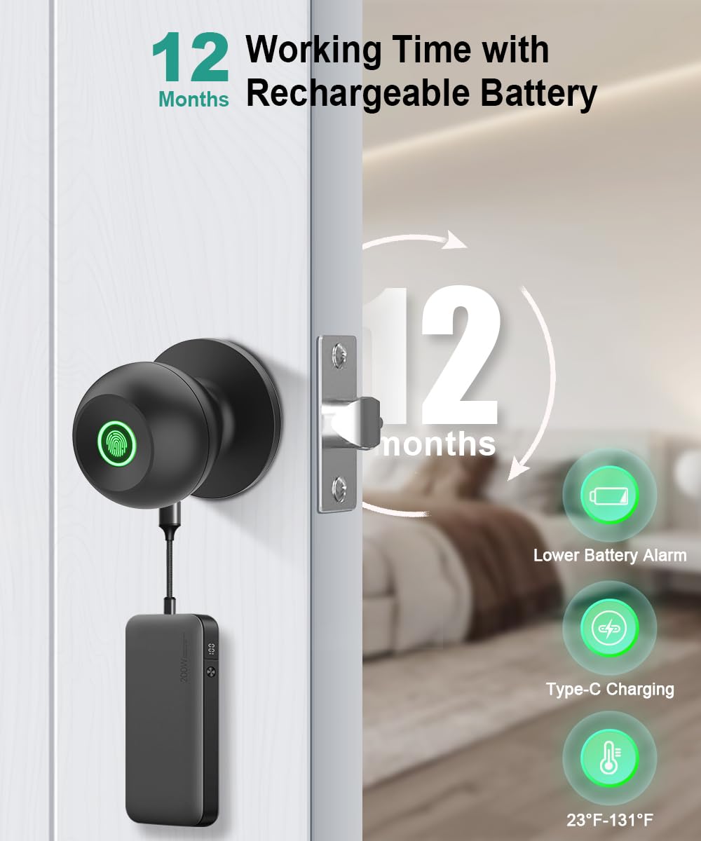 KLLOQUE biometric door lock provides keyless entry with fast recognition.