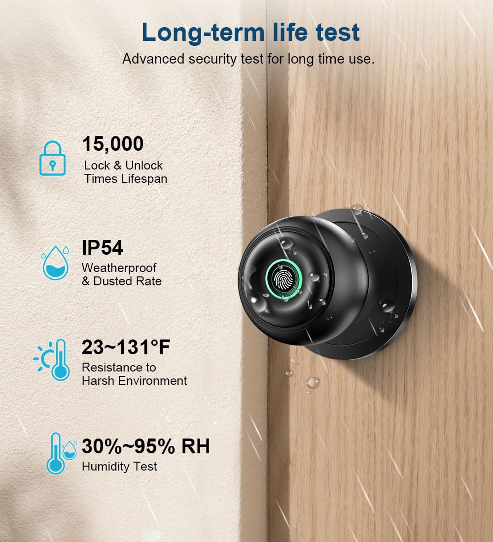 KLLOQUE Fingerprint Door Lock app control demonstrates easy fingerprint enrollment.