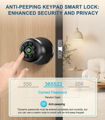KLLOQUE fingerprint door lock back view with charging port for reliable power.