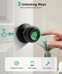 KLLOQUE fingerprint door lock on a bedroom door offering privacy and easy entry.