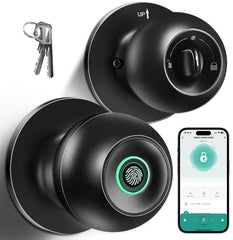 KLLOQUE fingerprint door lock installed on the front door for quick, secure access.
