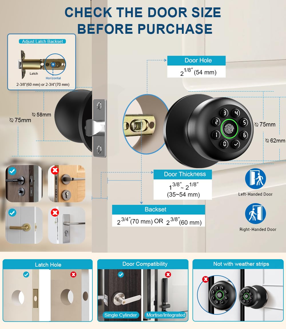 KLLOQUE fingerprint door lock keypad close-up demonstrating anti-peep security.