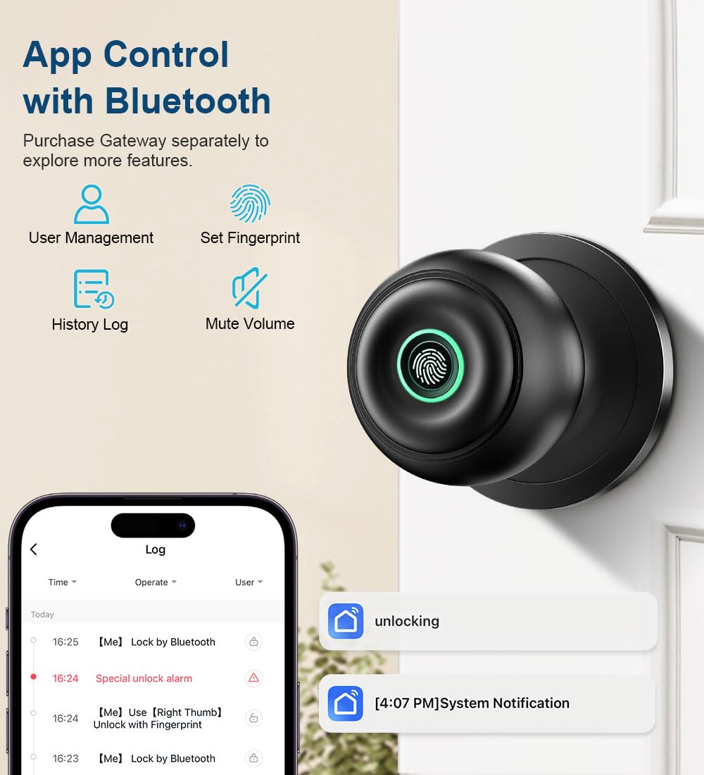 KLLOQUE Fingerprint Door Lock silent mode enables quiet operation.