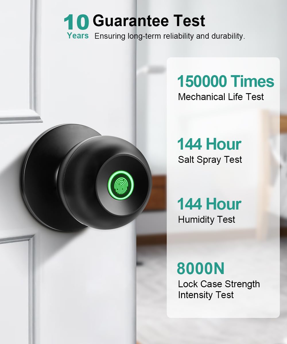 KLLOQUE rechargeable battery door lock shows power status on display.