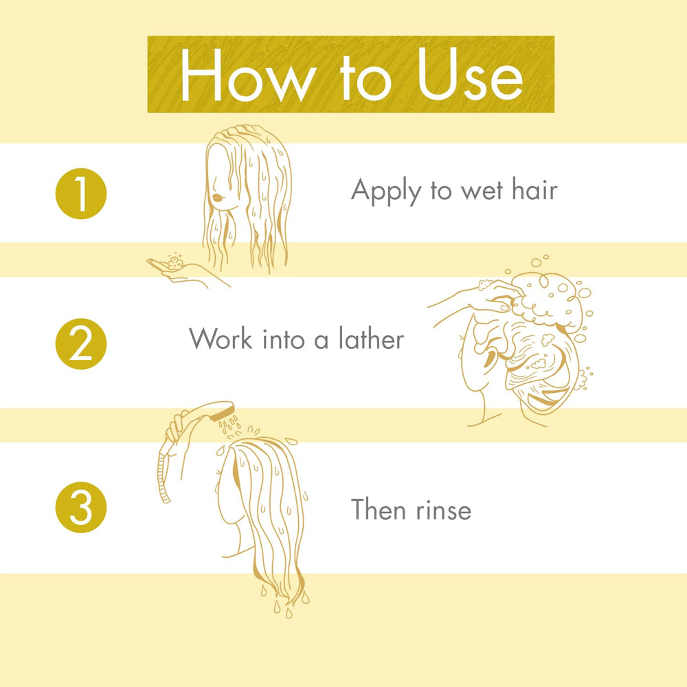 Klorane Brightening Shampoo on blonde hair shows light-reflecting shine.