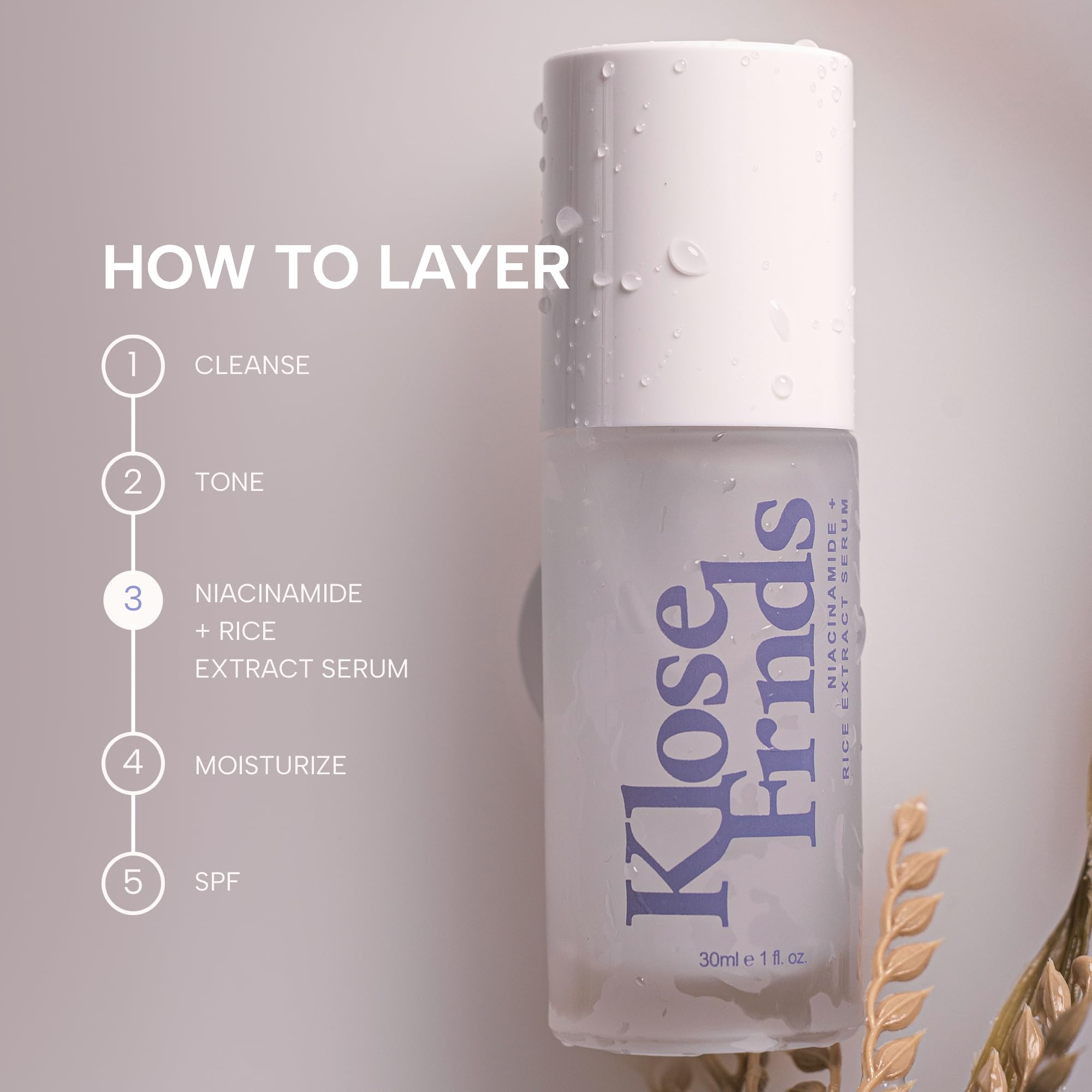 KLOSE FRNDS niacinamide-hyaluronic-acid trio highlighted for hydration support.