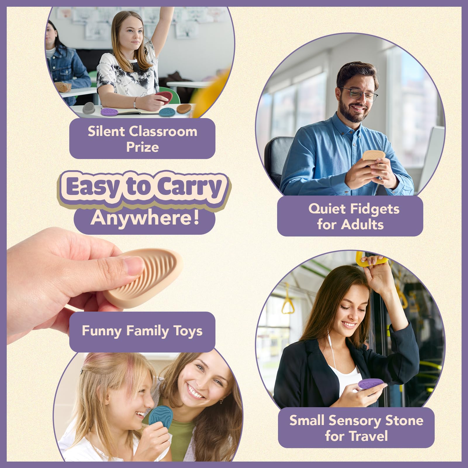 KLT calming autism toy stone offers tactile variety for relaxation.