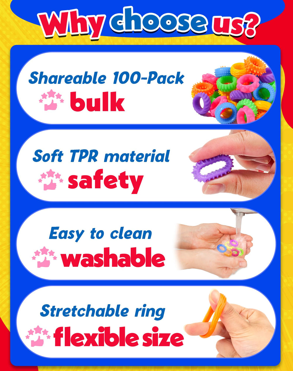 KLT durable fidget rings are washable and great for group activities.