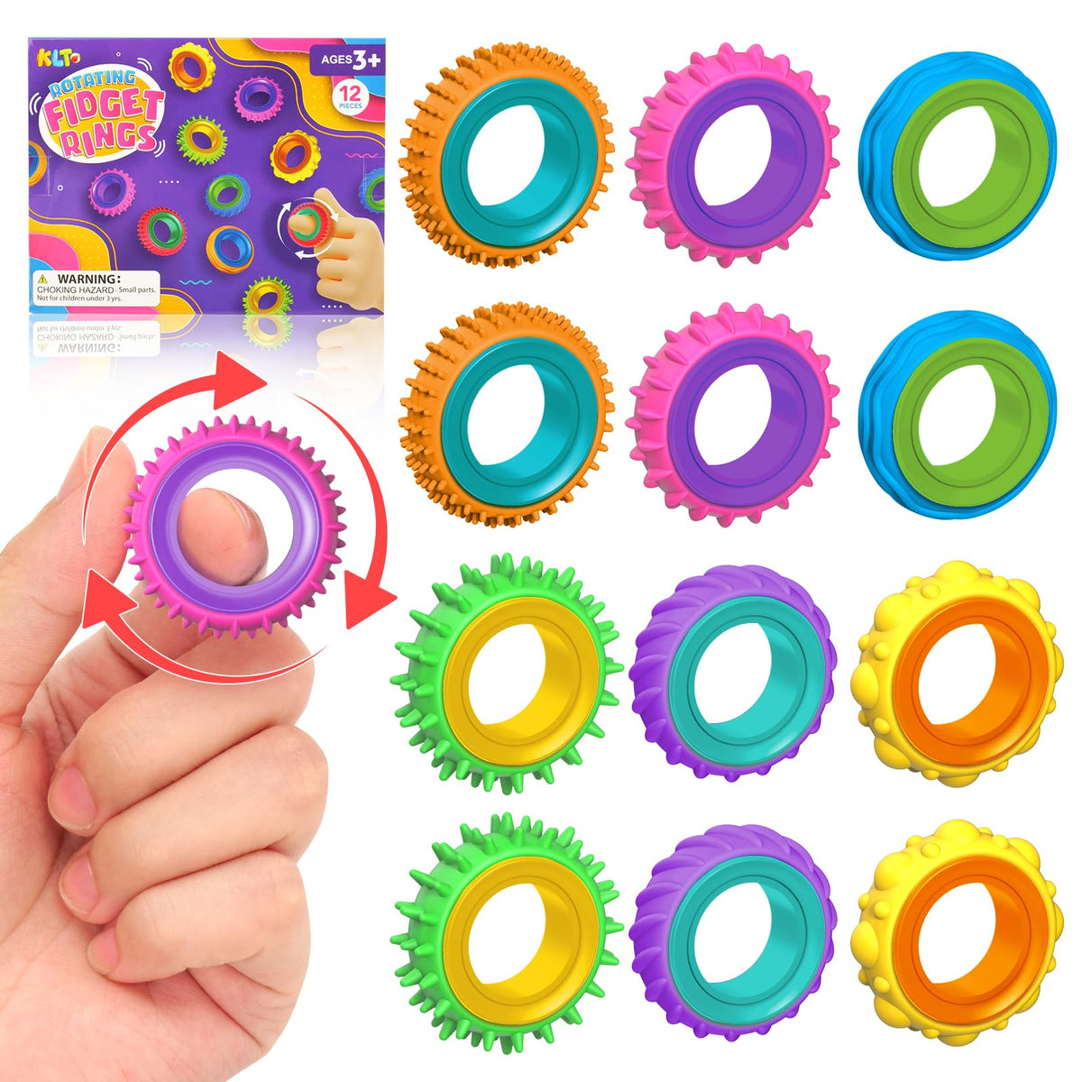 KLT fidget rings 12-pack for classroom calm and focused play.