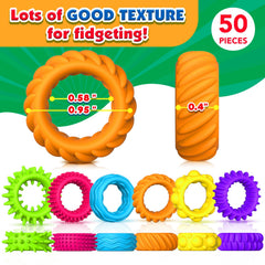 KLT Fidget Rings bright colors closeup showing tactile variety.