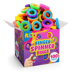 KLT fidget rings bulk pack in bright colors for classroom prizes.