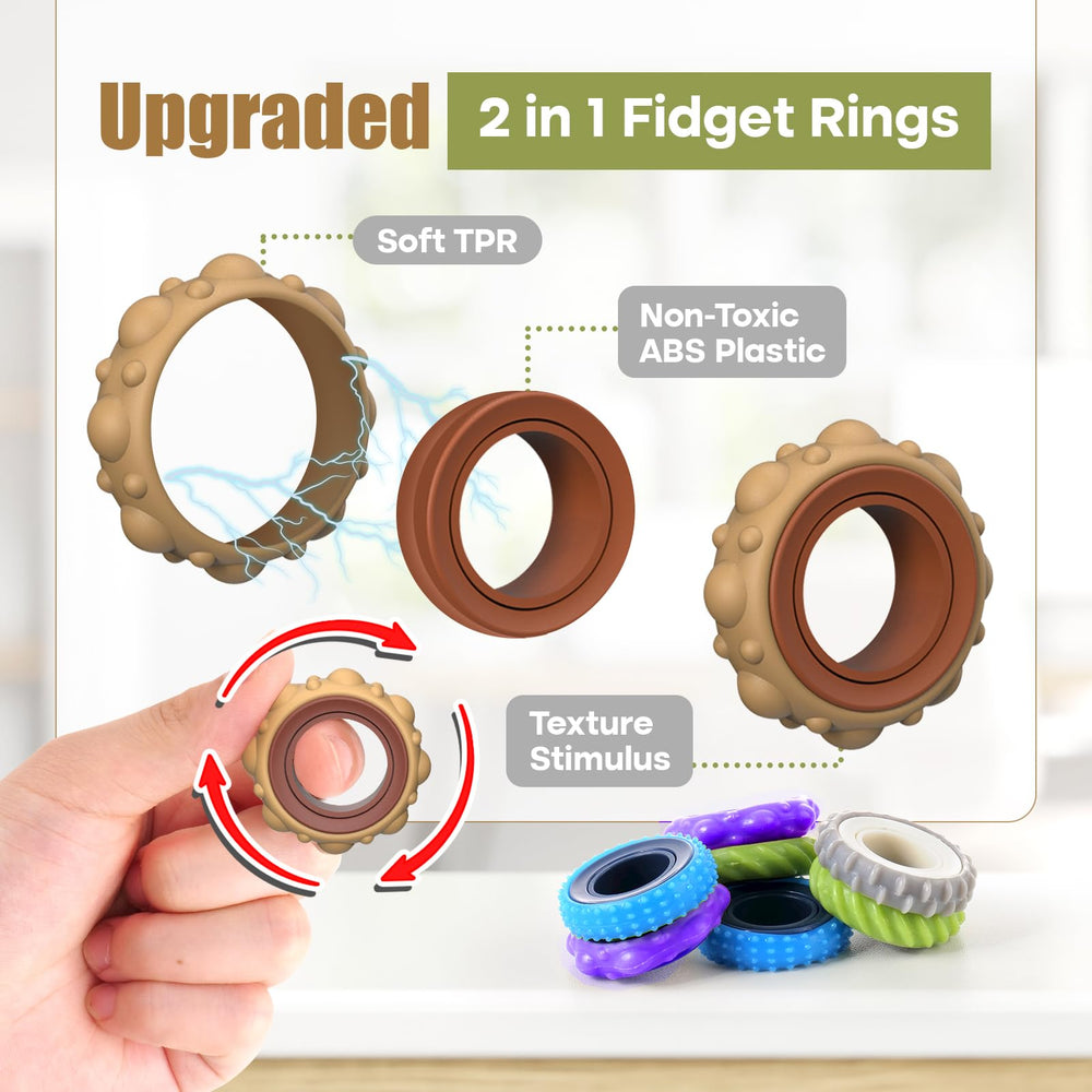 KLT fidget rings on desk setup shows portable, one-handed usability.