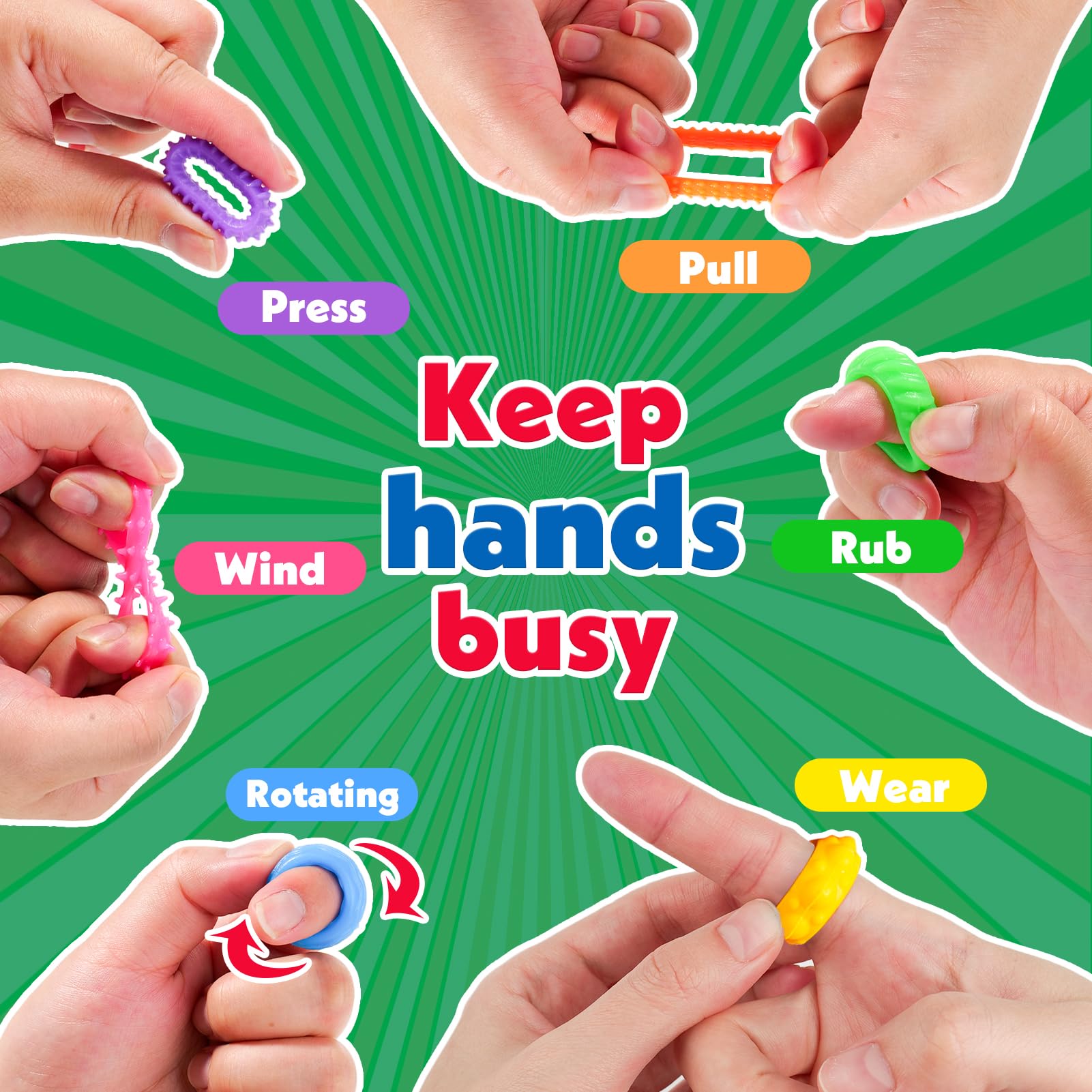KLT Fidget Rings soft silicone durability for long-lasting kid use.