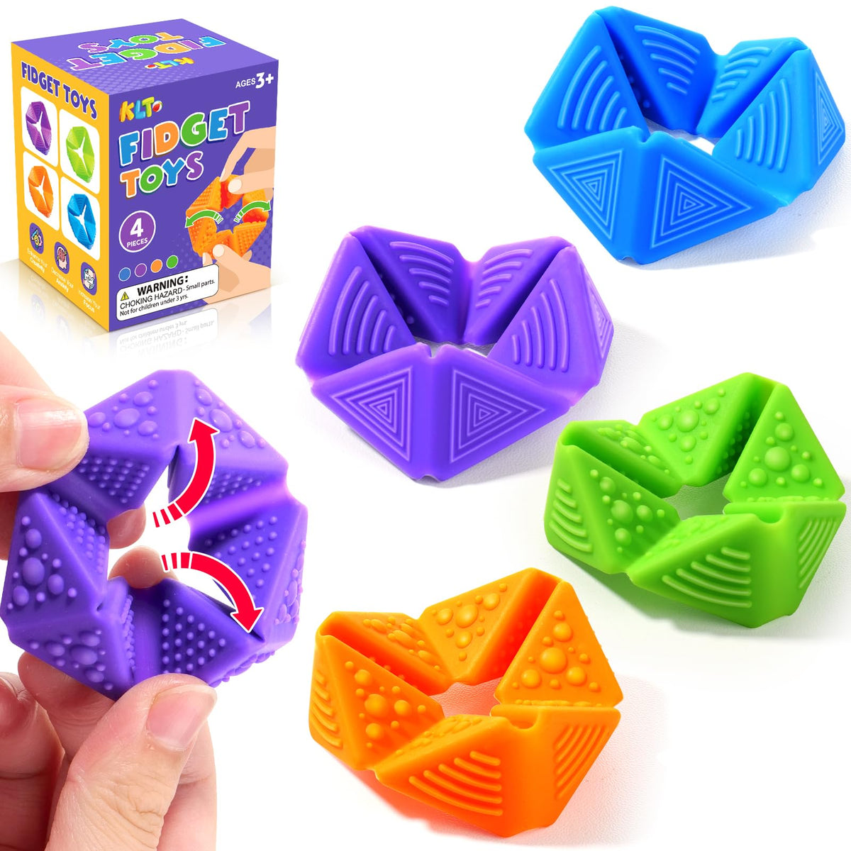 KLT Fidget Sensory Flip Cube textures promote calm focus through tactile stimulation