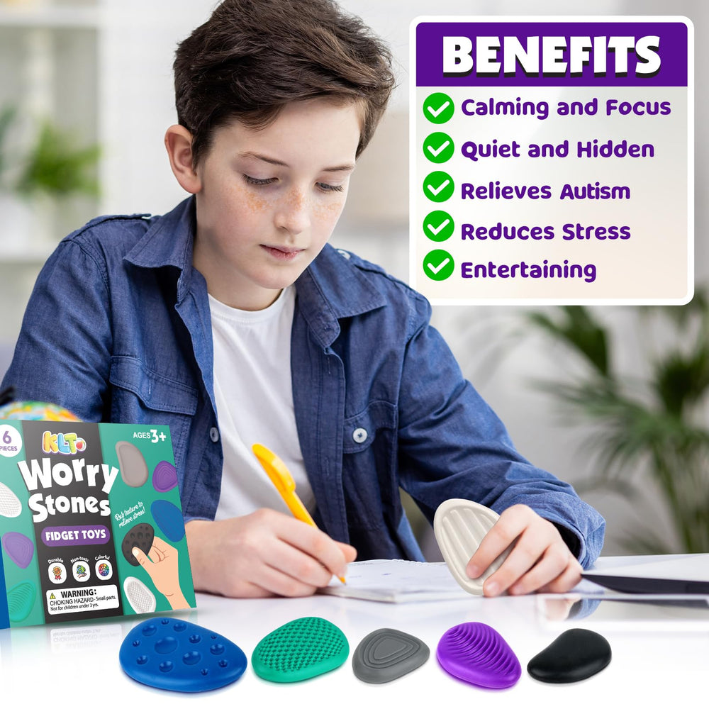 KLT fidget stone for office and classroom use, quiet distraction tool
