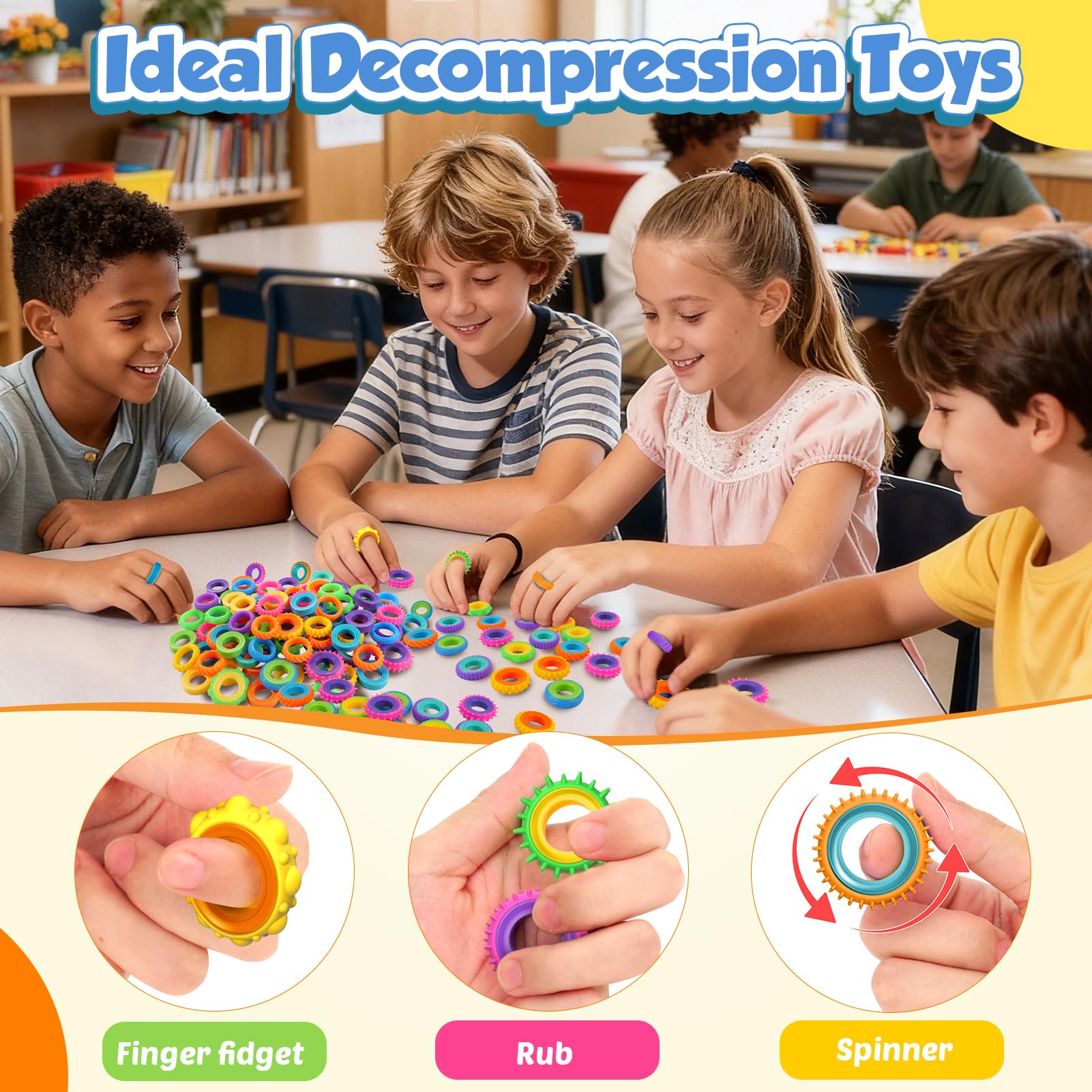 KLT classroom prizes scenario with colorful spinner rings