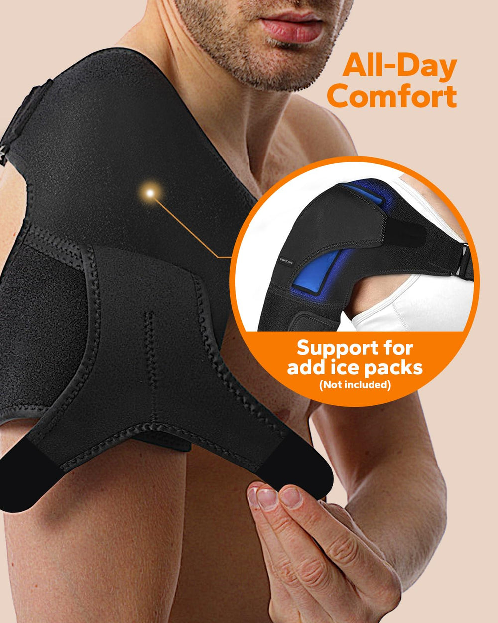 Adjustable Komoko strap system provides customizable fit for left or right arm