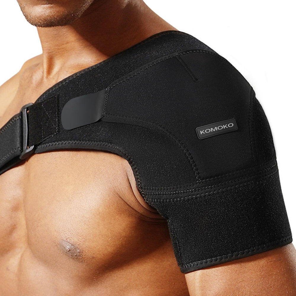 Kmeivol Komoko shoulder brace front view showing stable support during daily activities