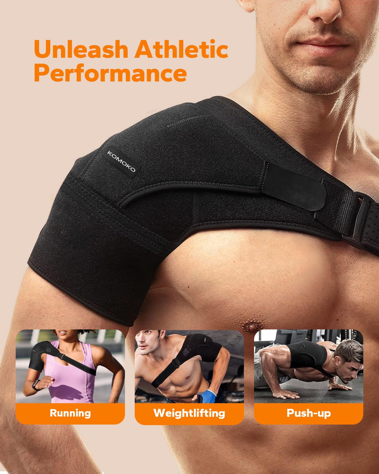 Komoko shoulder brace in running setup demonstrates versatility for athletes