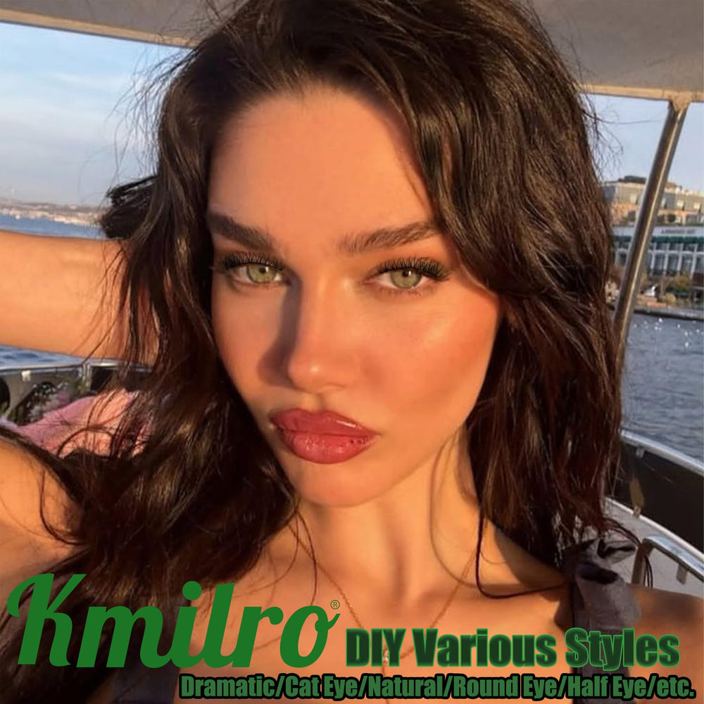 Kmilro pre-glued lash clusters enable fast, mess-free application.