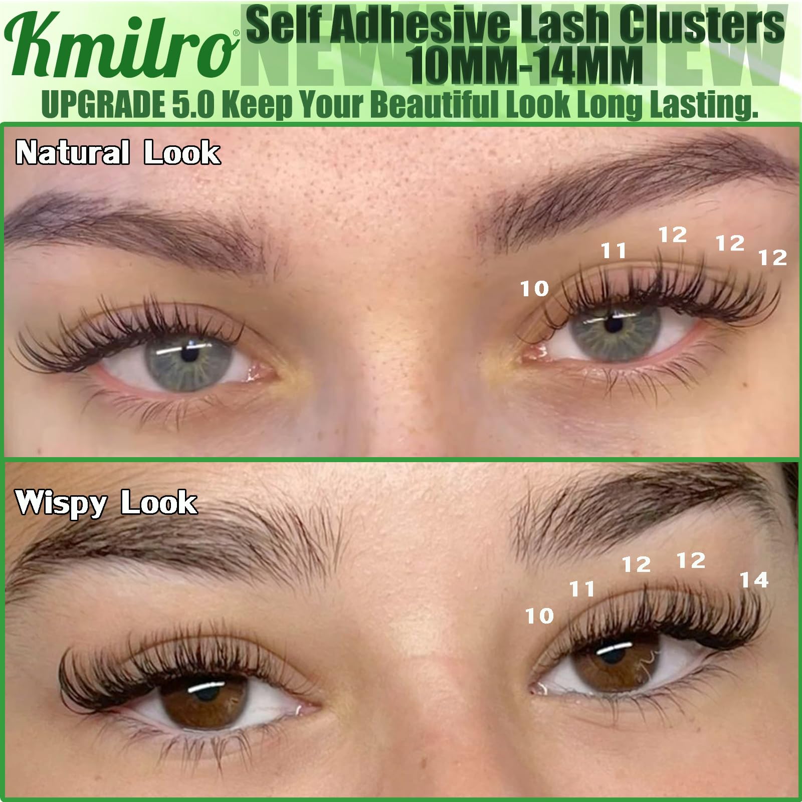kmilro self-adhesive eyelashes 11mm clusters adding soft daytime volume