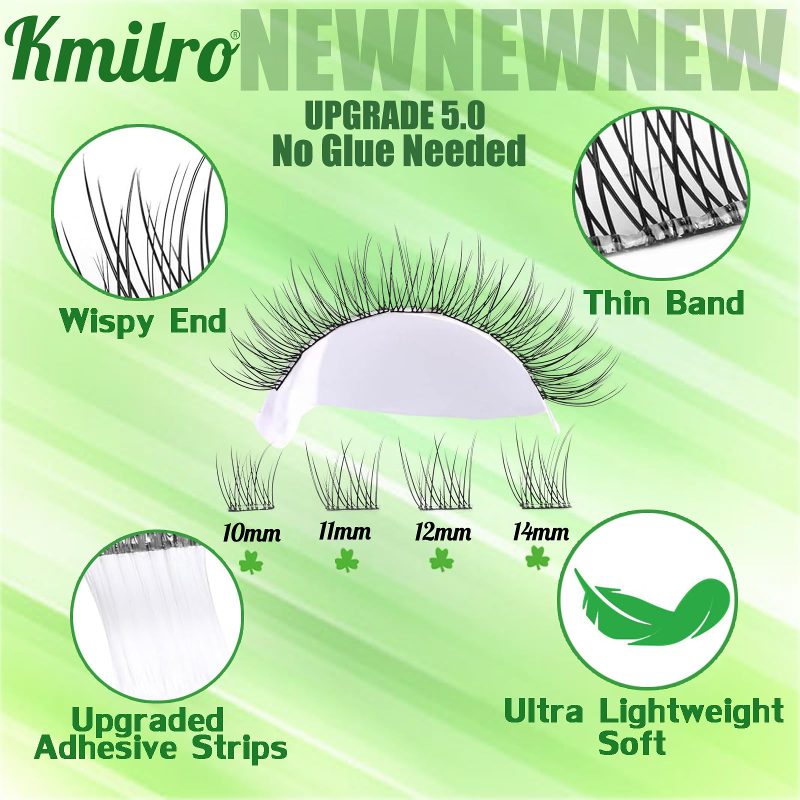 kmilro self-adhesive eyelashes 14mm clusters for bolder lash drama