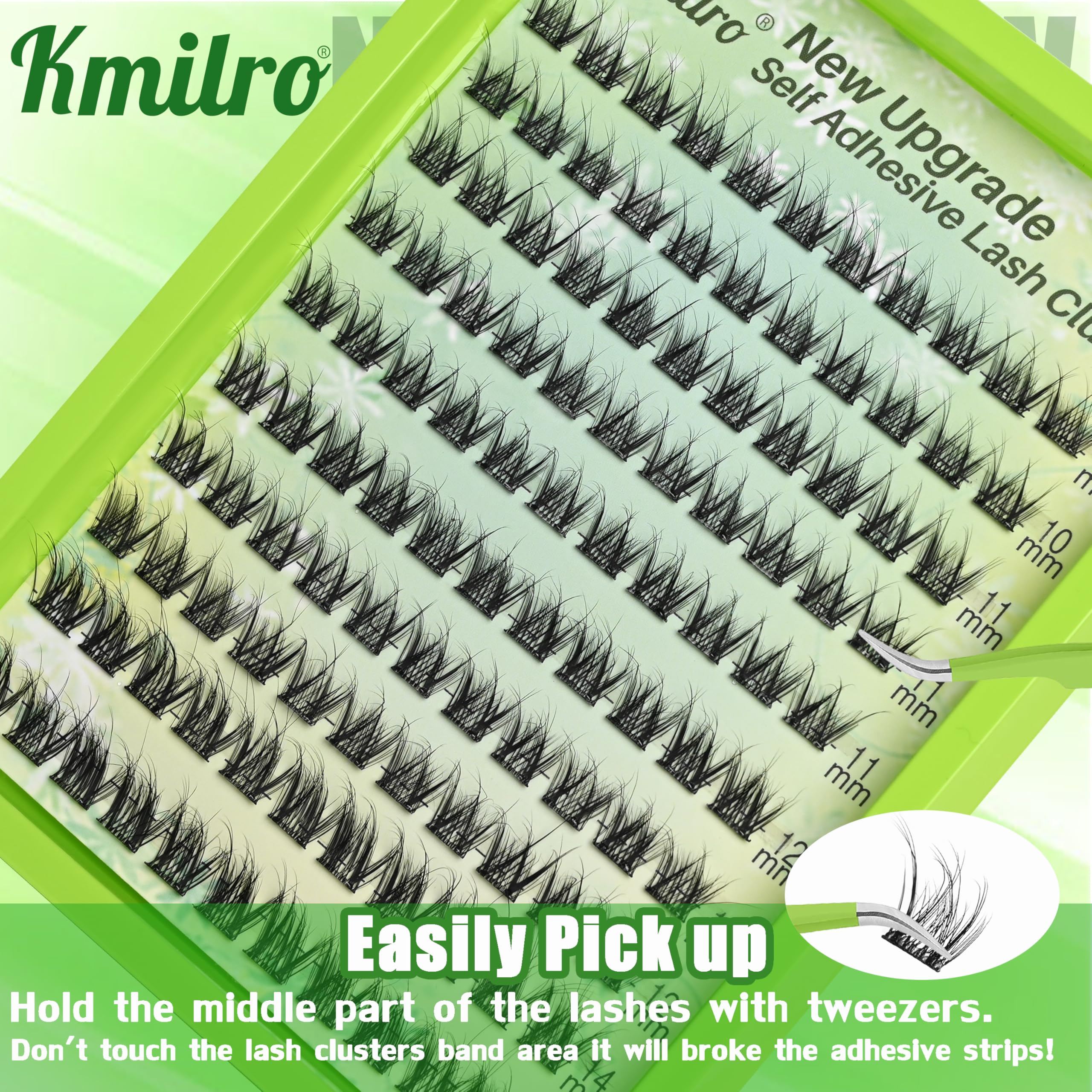 Kmilro self-adhesive system removes gently without lash damage.