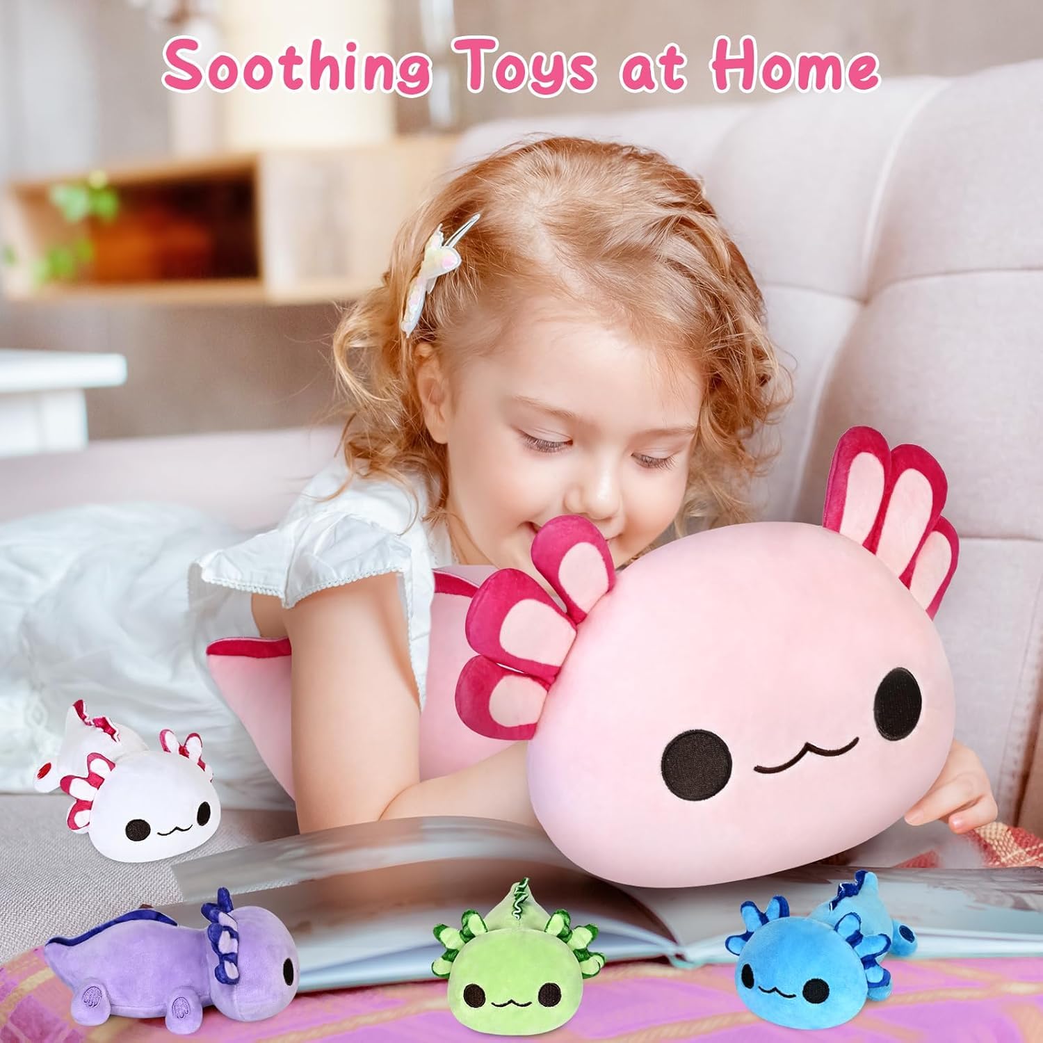 KMUYSL axolotl mommy 40 cm; large cuddle figure for nap time and play.