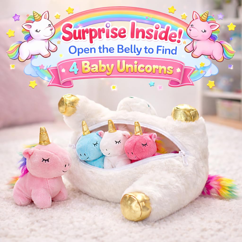 KMUYSL Mommy unicorn with gold horns and iridescent manes inspires magical pretend play