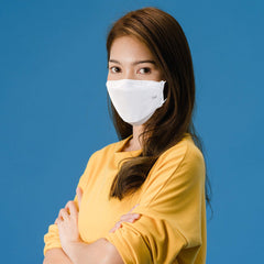 KN FLAX KF94 mask white 3D design ensures snug facial fit.