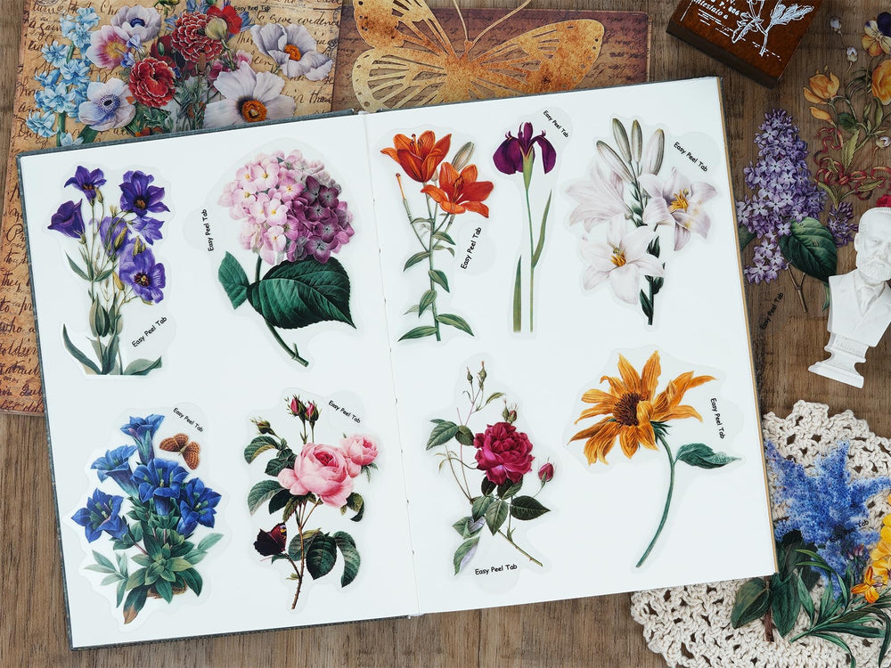 Knaid clear vinyl flower stickers suitable for various crafts and projects.