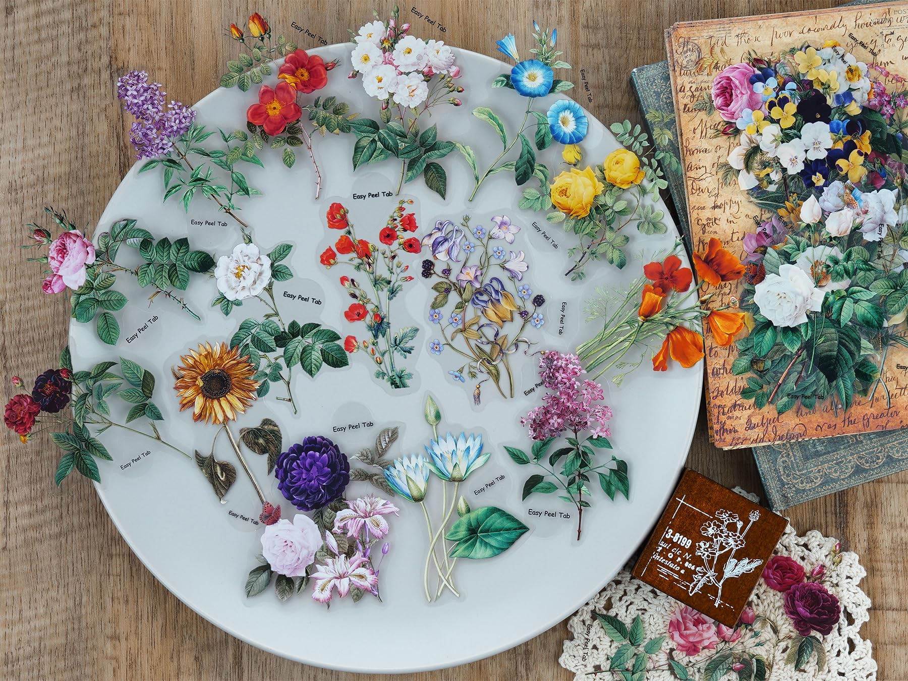 Knaid botanical stickers ideal for planners and journals with vibrant detail.